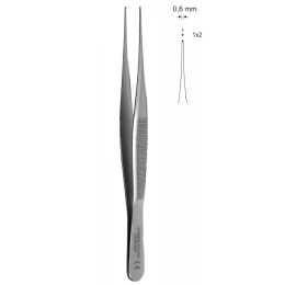 Surgical tweezers, 0.6 mm tip, OK33 straight tooth