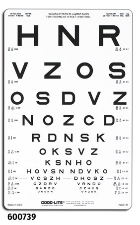 SLOAN LETTER PROPORTIONALLY SPACED DISTANCE CHARTS 52172